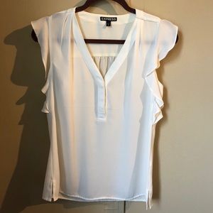 EXPRESS SHEER RUFFLED BLOUSE